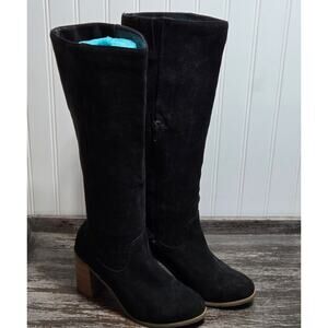 Universal Thread Women's Black Faux Suede Tall Heeled Riding Boot Size 6.5